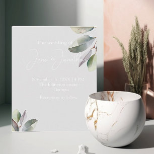 Soft simple eucalyptus leaves invitation