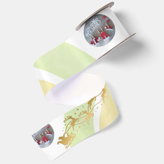 Soft Simple Funny Cute Christmas Bell Satin Ribbon (Front+Back)