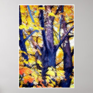 Soft Sketch Oak Tree in Autumn Colors Poster