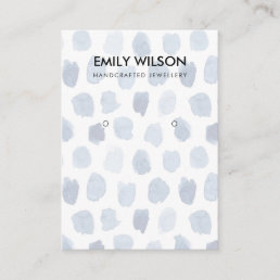 SOFT SKY BLUE GREY WATERCOLOR DOTS EARRING DISPLAY BUSINESS CARD