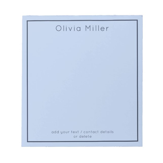 Soft Sky Blue Minimalist Notepad (Front)