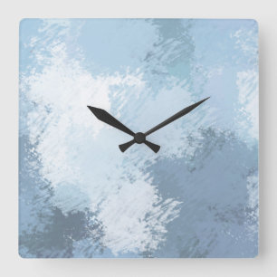 Soft Slate Blue Abstract Square Wall Clock