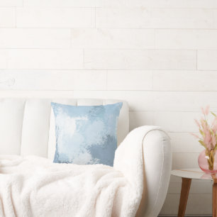 Soft Slate Blue Abstract Throw Pillow