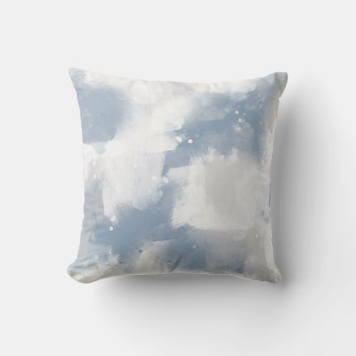Soft Slate Blue Gray  White Abstract Brushstrokes Throw Pillow