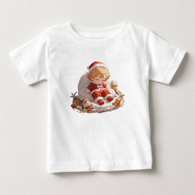 Soft Sleepy Santa Christmas Baby Fine Jersey Tee (Front)