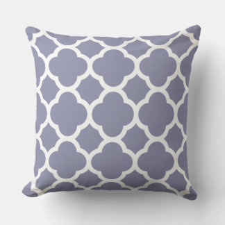 Soft Smokey Blue Quatrefoil pattern Throw Pillow