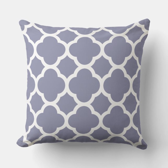 Soft Smokey Blue Quatrefoil pattern Throw Pillow (Front)