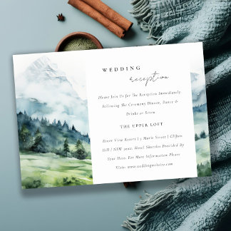 Soft Snow Mountain Landscape Wedding Reception Enclosure Card