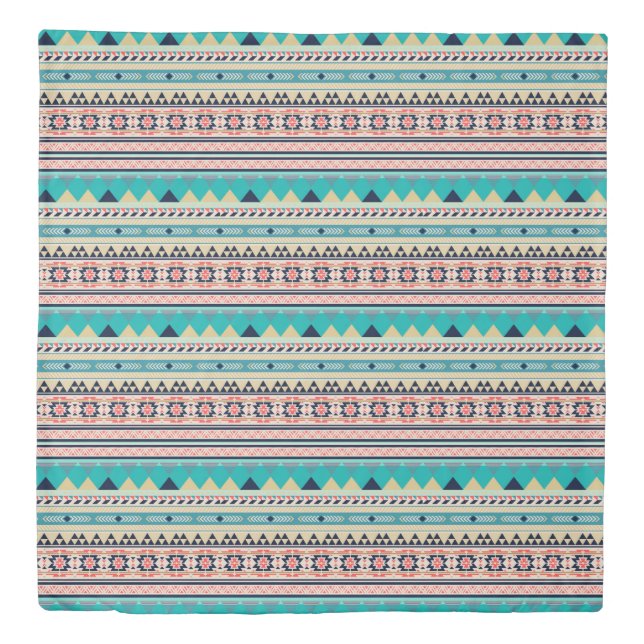 Soft Southwest Tribal Pattern Pink Turquoise Gold Duvet Cover (Front)
