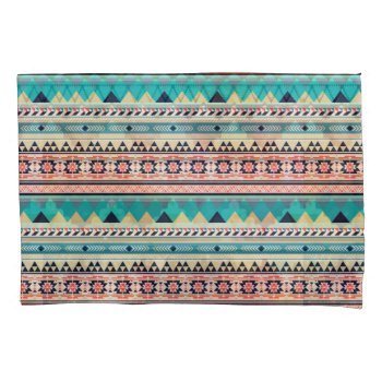 Soft Southwest Tribal Pattern Pink Turquoise Gold Pillow Case by its_sparkle_motion at Zazzle