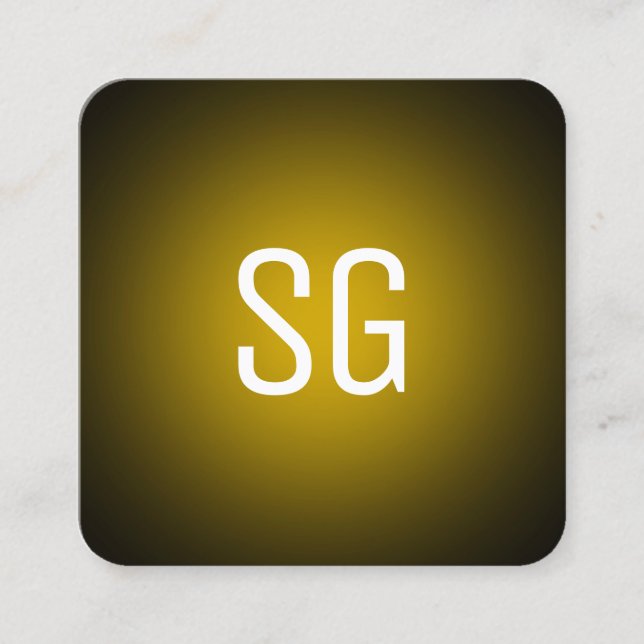 Soft Spot - Initials - Amber on Black Square Business Card (Front)