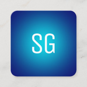 Soft Spot - Initials - Cyan on Deep Navy Square Business Card