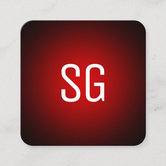 Soft Spot - Initials - Red on Black Square Business Card (Front)