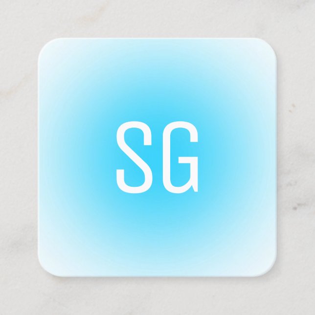 Soft Spot - Initials - Sky Blue Square Business Ca Card (Front)