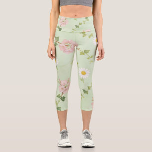 Soft Spring Blossom & Daisy Patterned Leggings
