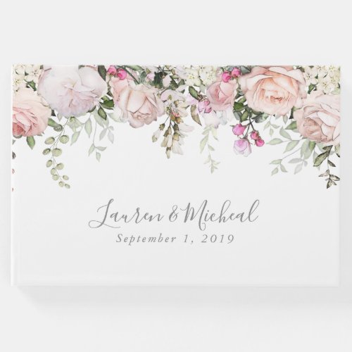 Soft Spring Floral Wedding Guest Book