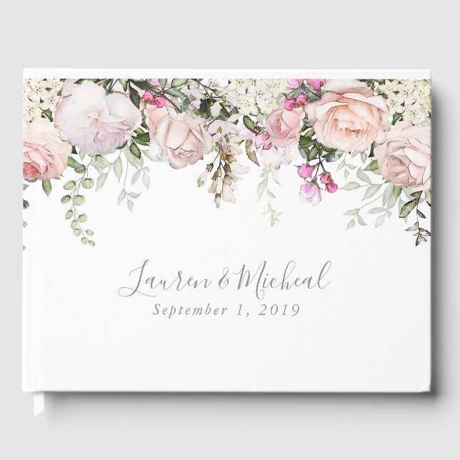 Soft Spring Floral Wedding Guest Book (Front)