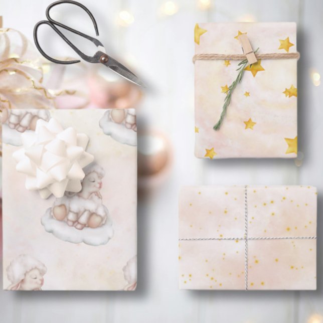 Soft Spring Lamb Pastel Dream star Pink cloud dust Wrapping Paper Sheets (Creator Uploaded)