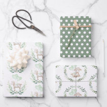 Soft Spring Lamb Pastel Greenery Eucalyptus Wreath Wrapping Paper Sheets