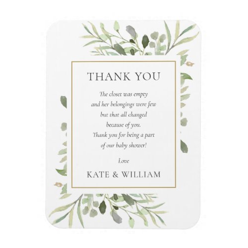 Soft Spring Leaves Greenery Baby Shower Poem Magnet