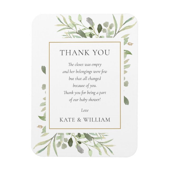 Soft Spring Leaves Greenery Baby Shower Poem Magnet (Vertical)