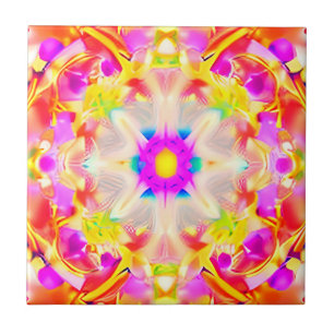 Soft Spring Pastels Tie Dye Pattern Ceramic Tile