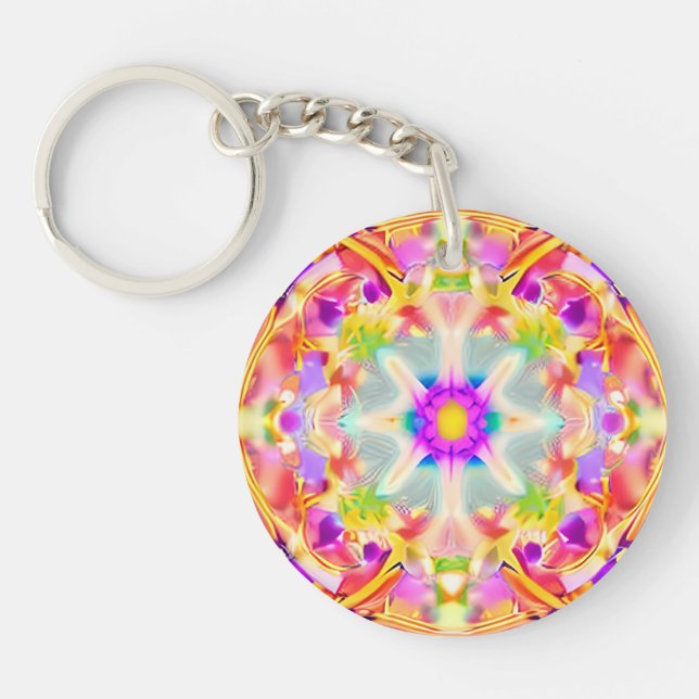 Soft Spring Pastels Tie Dye Pattern Keychain (Front)