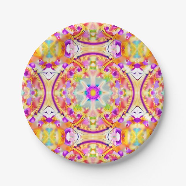 Soft Spring Pastels Tie Dye Pattern Paper Plates (Front)