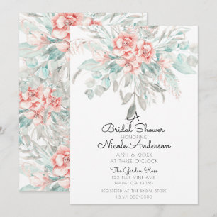 Soft Spring Summer Floral Greenery Bridal Shower Invitation