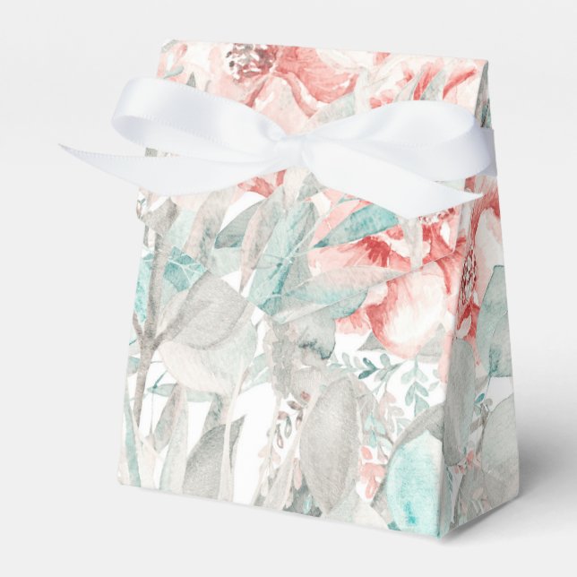 Soft Spring Summer Floral Greenery Elegant Wedding Favor Boxes (Front Side)