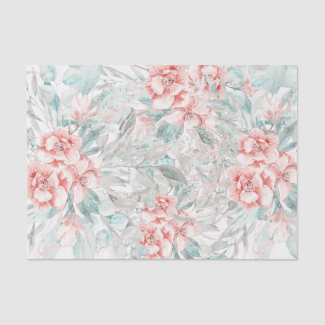 Soft Spring Summer Floral Greenery Elegant Wedding Tissue Paper (Front)