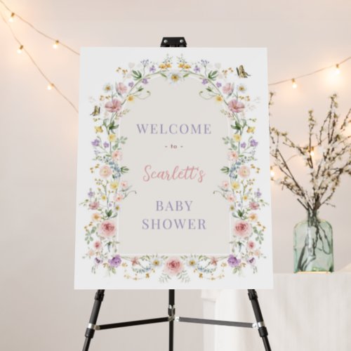 Soft Spring Wildflower Baby Shower Welcome  Foam Board