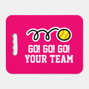Soft stadium seat cushion with softball team name