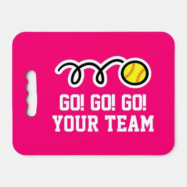 Soft stadium seat cushion with softball team name (Front Horizontal)