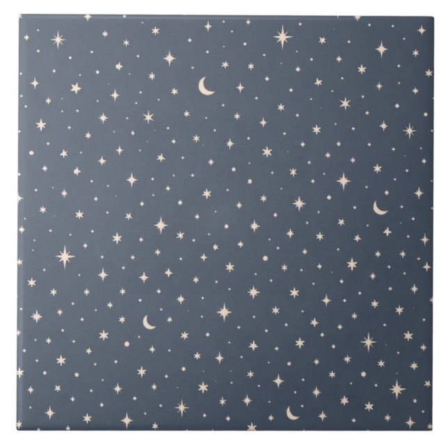 Soft Star Pattern Aesthetic Ceramic Tile (Front)
