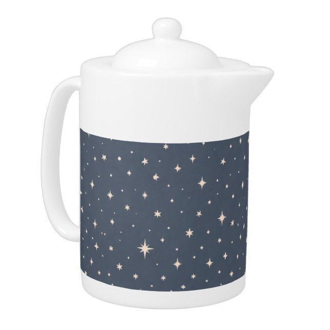 Soft Star Pattern Aesthetic Teapot (Left)