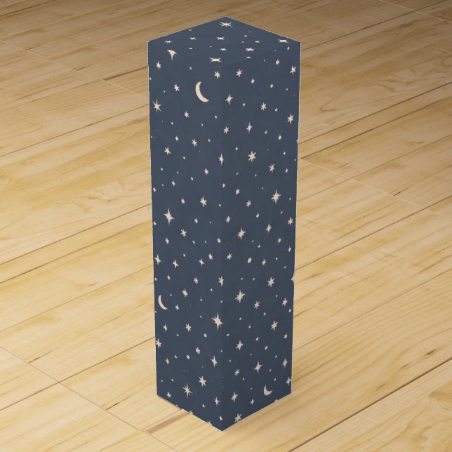 Soft Star Pattern Aesthetic Wine Box (Front)