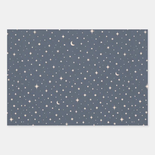 Soft Star Pattern Aesthetic Wrapping Paper Sheets (Front)