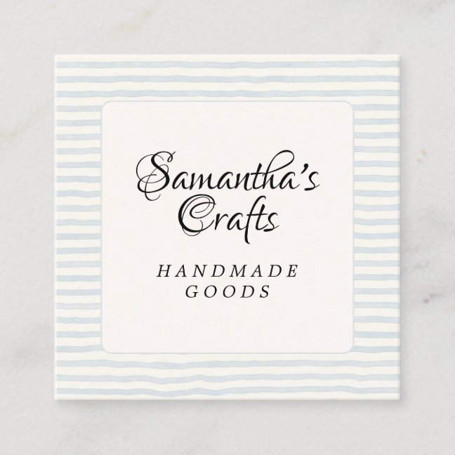 Soft Striped Handmade Brand Design Square Business Card