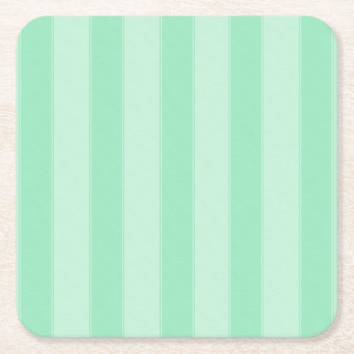 Soft Stripes _ Green Square Paper Coaster