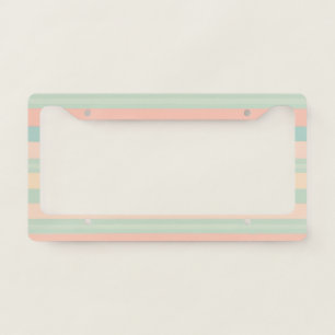 Soft Stripes in Light Green, Yellow & Peach License Plate Frame