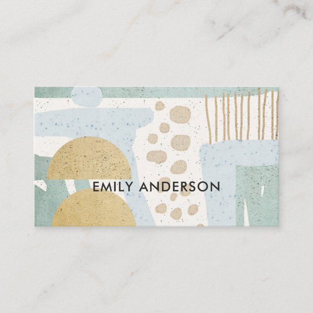 SOFT SUBTLE AQUA MODERN ABSTRACT GEOMETRIC ART BUSINESS CARD (Front)