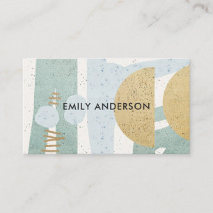 SOFT SUBTLE AQUA MODERN ABSTRACT GEOMETRIC ART BUSINESS CARD