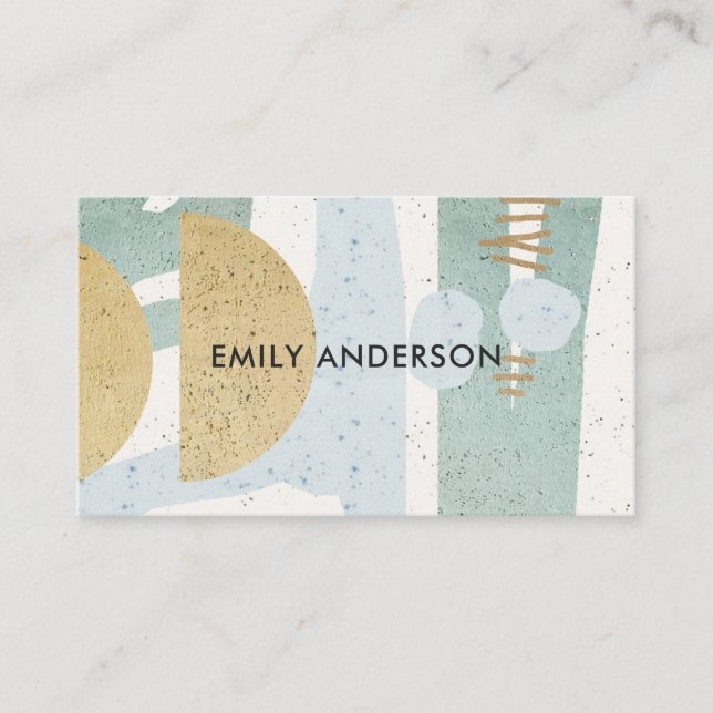 SOFT SUBTLE AQUA MODERN ABSTRACT GEOMETRIC ART BUSINESS CARD (Front)
