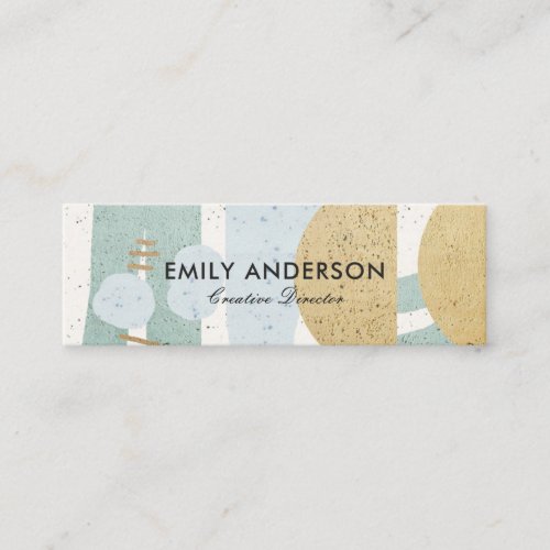 SOFT SUBTLE AQUA MODERN ABSTRACT GEOMETRIC ART MINI BUSINESS CARD