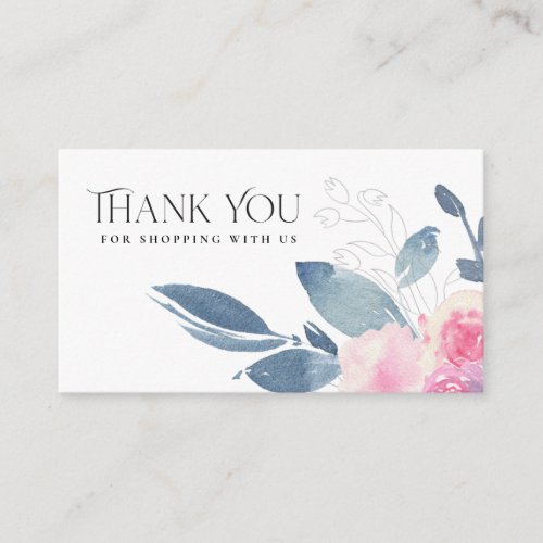 SOFT SUBTLE BLUSH BLUE FLORAL BUSINESS THANK YOU BUSINESS CARD