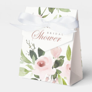 SOFT SUBTLE BLUSH PINK ROSE FLORAL BRIDAL SHOWER FAVOR BOXES