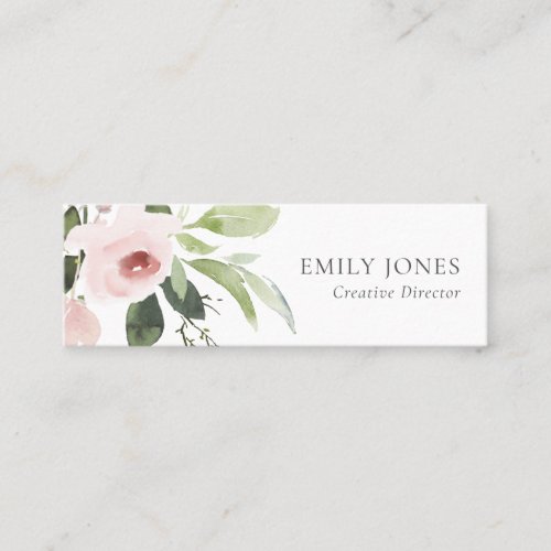 SOFT SUBTLE COLOR WASH BLUSH PINK FLORAL BUNCH MINI BUSINESS CARD