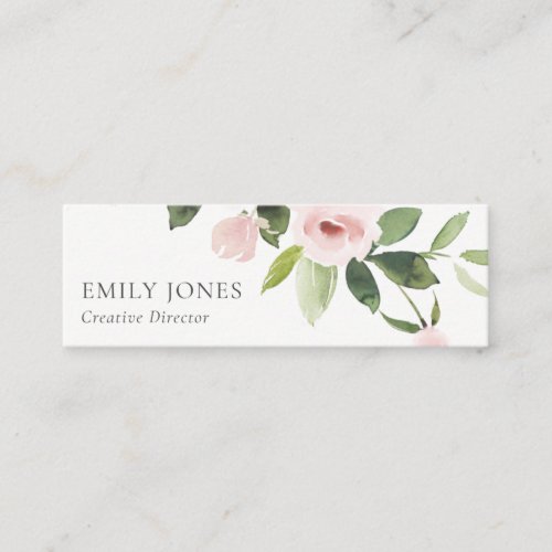 SOFT SUBTLE COLOR WASH BLUSH PINK FLORAL BUNCH MINI BUSINESS CARD