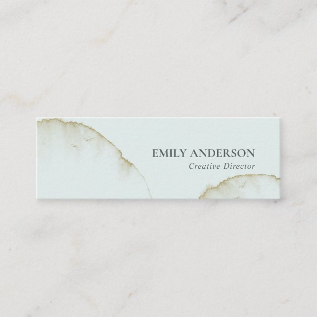 SOFT SUBTLE PASTEL AQUA BLUE GOLD ABSTRACT ORGANIC MINI BUSINESS CARD (Front)